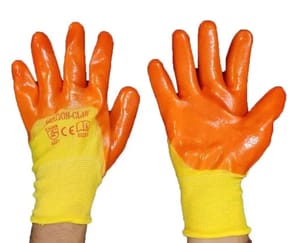 Orange And Yellow Plain PVC Safety Hand Gloves, Size: Large, Finger Type: Full Fingered