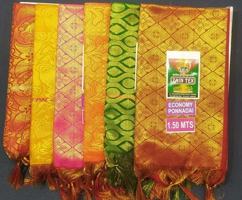 Polyester with Zari Multicolor 1.50 Mts Ponnadai Shawl, Xl