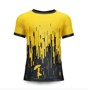 Polyester Sublimation Yellow Ink T shirt, Round Collar