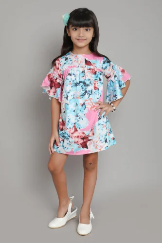 Printed Girl Adita Blue Floral Dress, Size: 2YRS TO 8 YRS