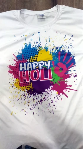 Cotton Casual Wear Holi Printed T Shirt