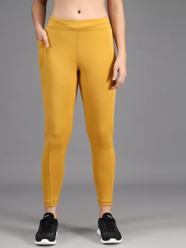 High Waist Yellow Ladies Mustard Yoga Leggings, Slim Fit