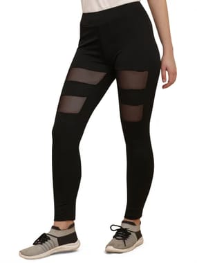 Stretch Fit Yoga Pants for Women's & Tights for Women Workout with Mesh Insert & Side Pockets