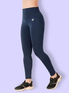 Ladies High Waist Blue Full Length Legging, Casual Wear, Skin Fit