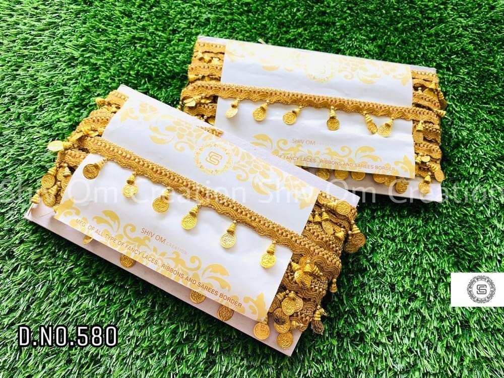 Golden Plain Designer Jalar Lace, For Decorative