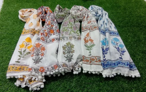 Multicolor Stoles Made With Block Printed Cotton