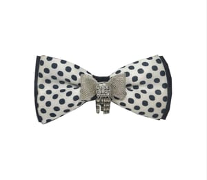 Black And White Cotton Fancy Brooch Bow Tie, Size: 23-1/2 Inches