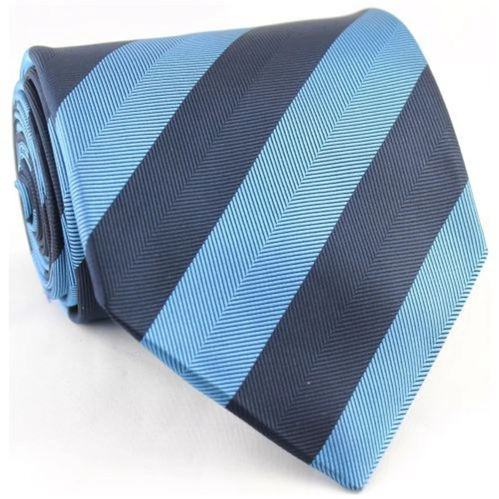 Polyester Plain Blue Stripe Fashion Necktie