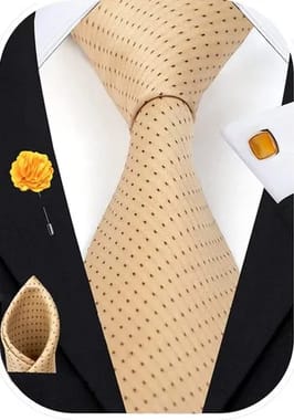 Silk Beige Polka Dot Necktie