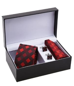 Printed Polyester Maroon Designer Necktie Set, For Weeding