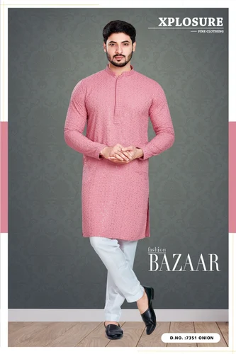 Solid Cotton Gents Kurta Set, Size: Medium