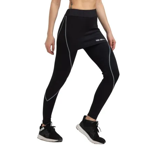 High Waist Black Sports Leggings, Slim Fit