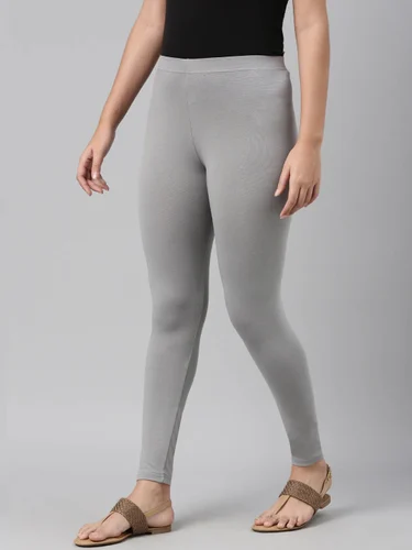 Mid Waist Cotton Leggings, Slim Fit