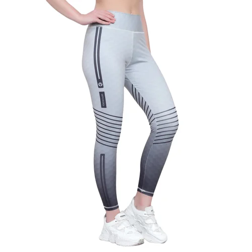 Grey High Waist Women'S Zym Tight Pants, Skin Fit, Ethnic Wear