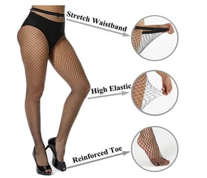 Women's/Girl's Nylon Spandex Pantyhose Fishnet Stockings, Free Size, Black