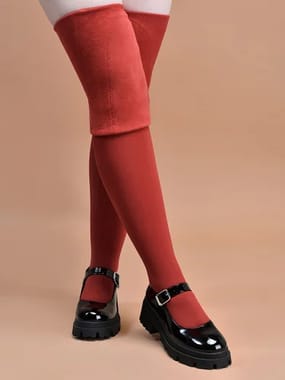 Ladies Red Cotton Plain Stockings