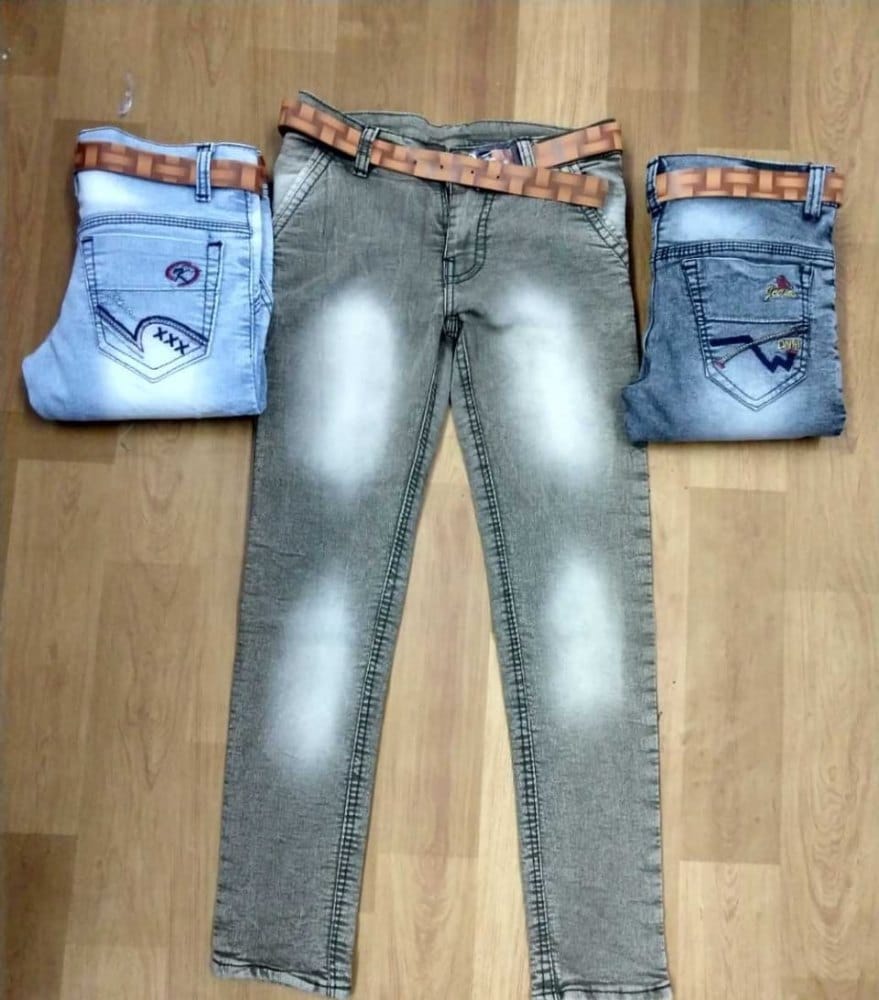 Regular Fit Printed Denim Jeans, Blue