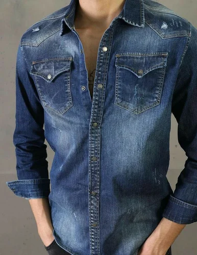 Plain Denim Shirt , Men Denim Shirt