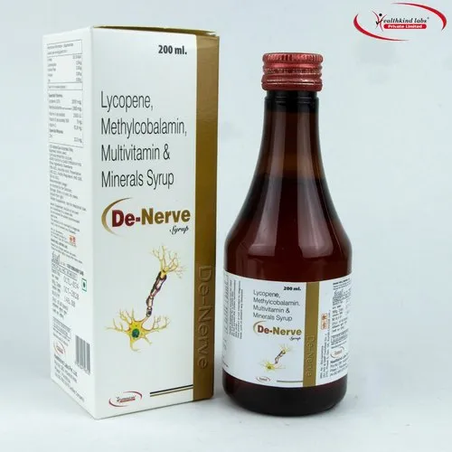 Food Grade De-Nerve Lycopene, Methylcobalamin Multivitamin & Minerals Syrup, Packaging Type: Bottle