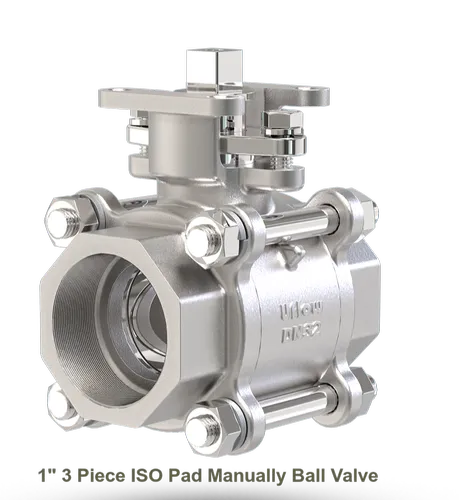 1" 3 Piece ISO Pad Manually Ball Valve