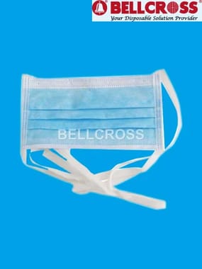 Blue Non Woven With Bacteria Filter Bellcross 3ply Face Mask Tie Tape Type