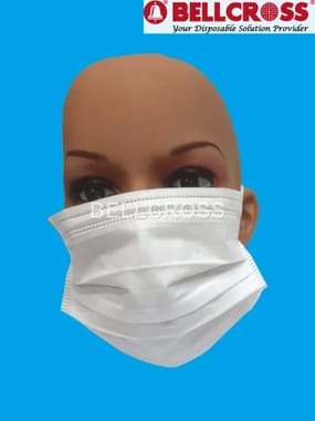 White Non Woven Bellcross 3ply Face Mask with Inner Loop