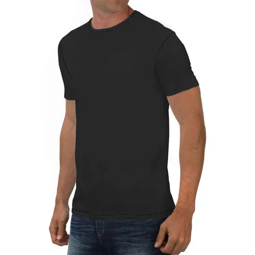 Cotton Casual Wear Black Round Neck Tshirt