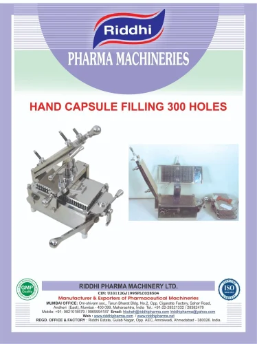 Tamper Proof Manual Capsule Filling Machine 300 HOLES, For Pharmaceutical Industry, Capacity: 5000 Capsules/Hour