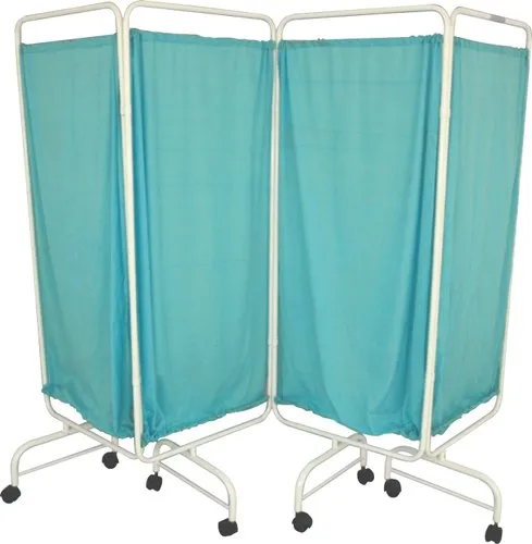 Mild Steel Blue Hospital Bed Side Screen - 4 Panels, Epoxy powder coated, Size: 165 H X 240 L Cms