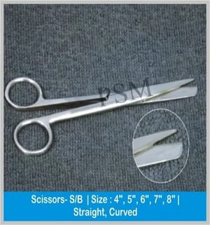 PSM Sharp And Blunt Dressing Scissor 4,5,6,7,8,inch, For Hospital