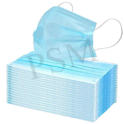 PSM Number of Layers: 2 Disposable 3 Ply Face Mask Blue, Pack of 100