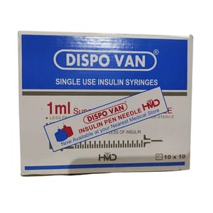 1ml Dispo Van Single Use Insulin Syringe