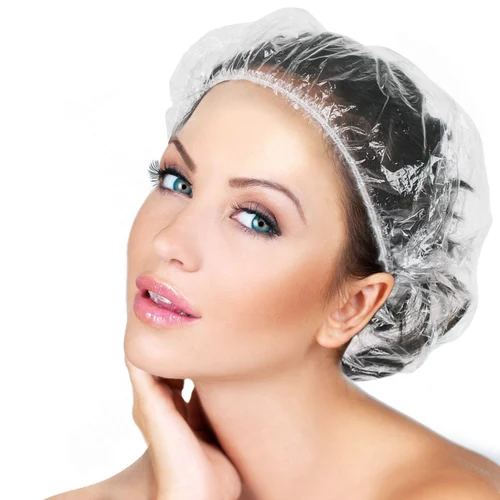 Transparent Plastic Bathroom Shower Cap, For Medical And Hotel Usage