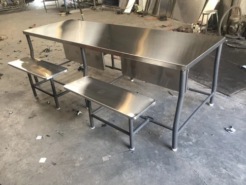 8 Seater Stainless Steel Canteen Table