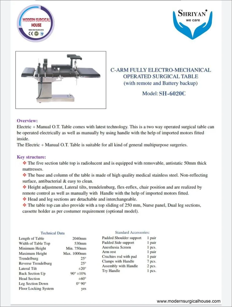 Electric Cum Manual C Arm Ot Table