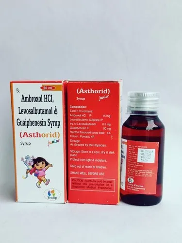 ASTHORID JUNIOR Ambroxol Guaiphenesin Levosalbutamol Syrup, 60 ml