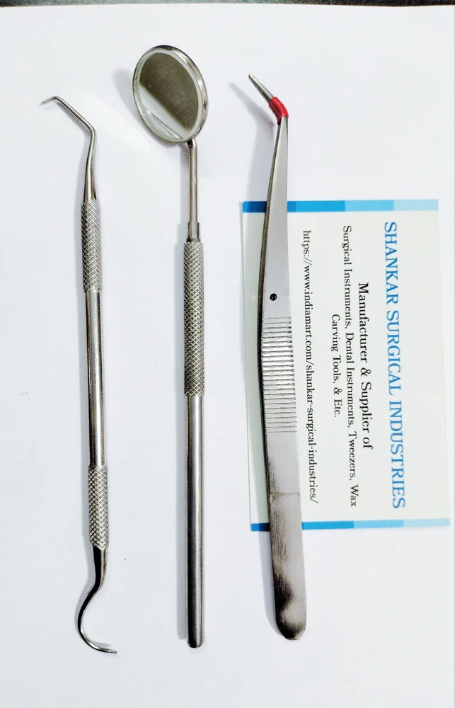 Stainless Steel Dental PMT Kit (Dental Probe, Mouth Mirror, Tweezer), For Hospital