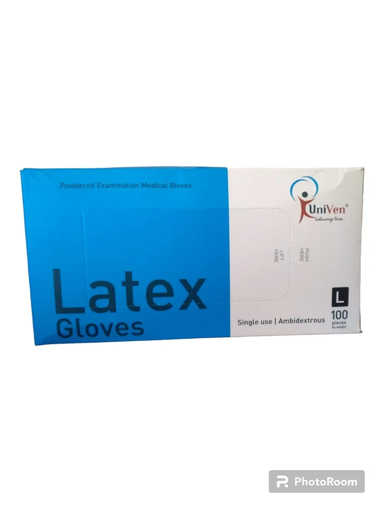 Blue Latex Surgical Gloves, 8.5 Inches