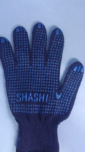 Shashi Full Fingered Blue Dotted Cotton Hand Gloves