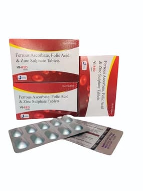 VI RED TABLET:- Ferrous Ascorbate+Folic Acid+Zinc Sulphate