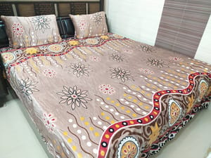 ABC Warm King Size Printed Bedsheet & 2 Pillow Covers for Winters (90x100 Inches)