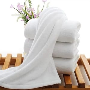 ABC Plain Bathroom Towel White Colour Cotton Set of 1 (30x60 Inches)