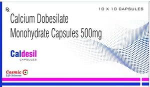 Caldesil Caps (Calcium Dobesilate Monohydrate 500mg Caps), Packaging Type: Box, Packaging Size: 10x10 Capsule