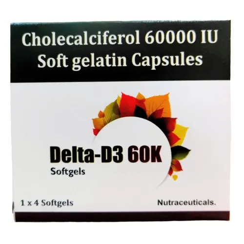 Delta D3 60k Softgel Capsule Vitamin D3 for Stronger Bones Muscles Immunity Booster