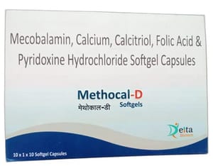 Methocal-D Caps (Calcium Carbonate 200mg, Methylcobalamin, Folic Acid, Pyridoxine, Calcitriol)