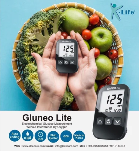 1-50 mmol/L Gdh Technology Gluneo Lite - Blood Glucose Meter, For Hospital, 90 Days