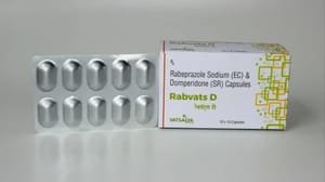 Rabvats D Rabeprazole and Domperidone capsules, Dose: 50 mg, Packaging Type: Box