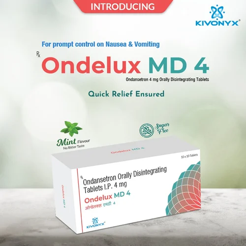 Ondansteron Mouth Dissolving 4 Mg Tablets, Kivonyx, Packaging Type: 10x10 Alu Strip