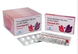 Ferrock XT Allopathic Ferrous Ascorbate Folic Acid Zinc Tablet, Packaging Size: 1x10 Tablets, For Iron Supplement