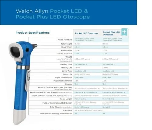 Plastic Welch Allyn Pocket Otoscope, For Hospital